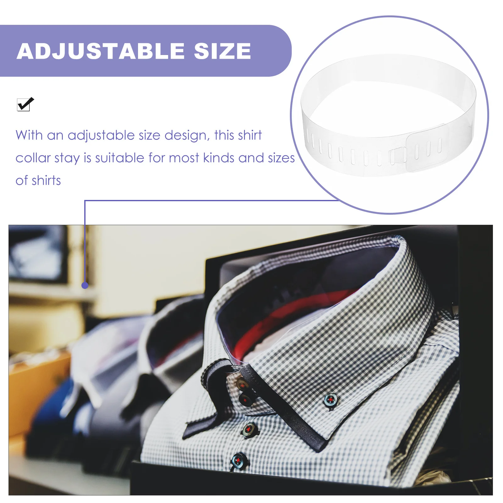 100 قطعة من البولي فينيل كلوريد البقاء من البلاستيك الشفاف طوق القميص دعم إدراجات قابلة للتعديل للرجال قمصان طوق الإمدادات