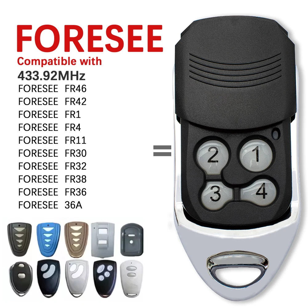 FORESEE 433MHz Garage Door Remote Control Hand Transmitter for FR1 FR36 FR30 FR36B FR4 FR11 FR32 FR36A FR38 FR42 FR46 Models