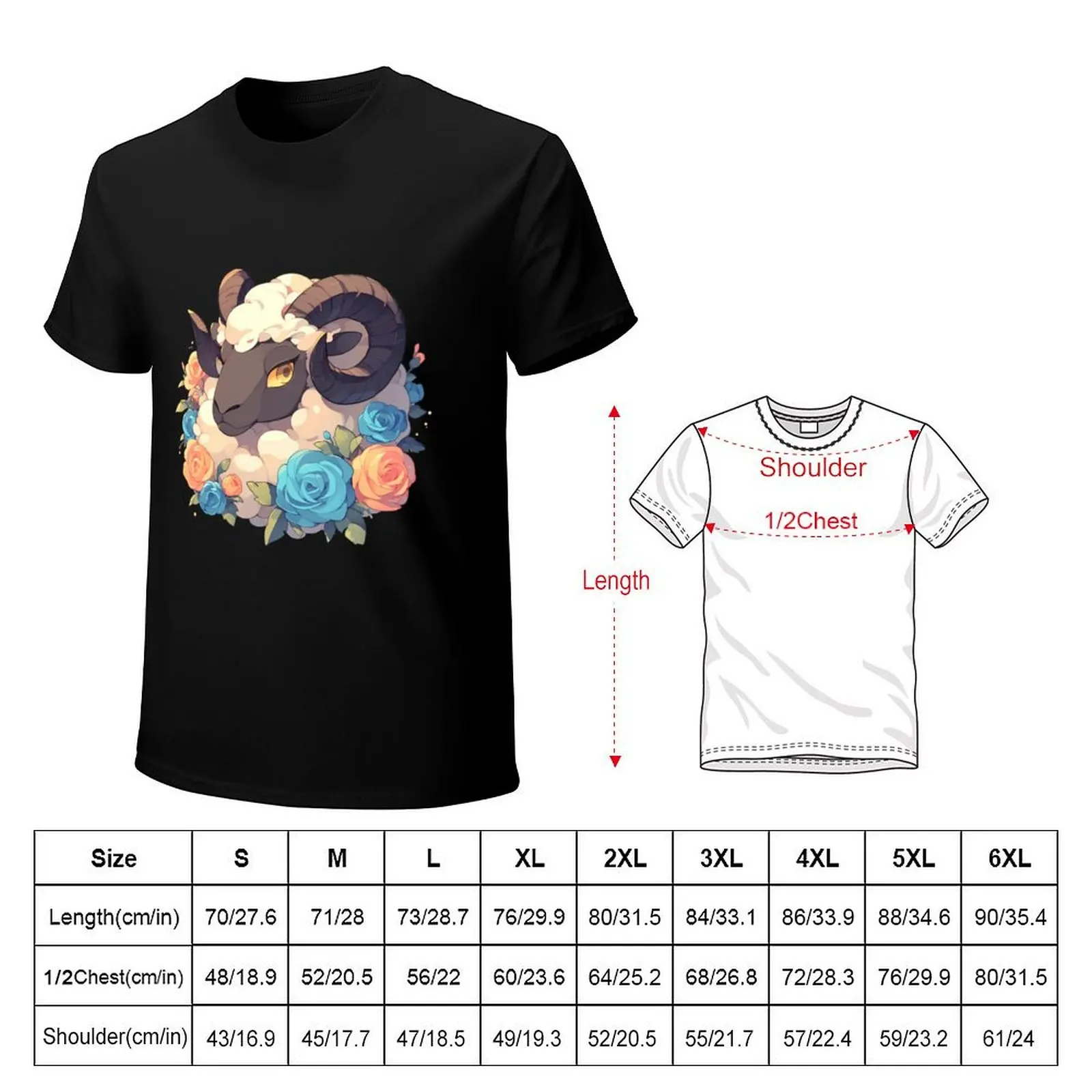 Cute ram // angry ram // flowers, flowers journaling , ram poster T-Shirt Plus Size Everyday Tee Shirt