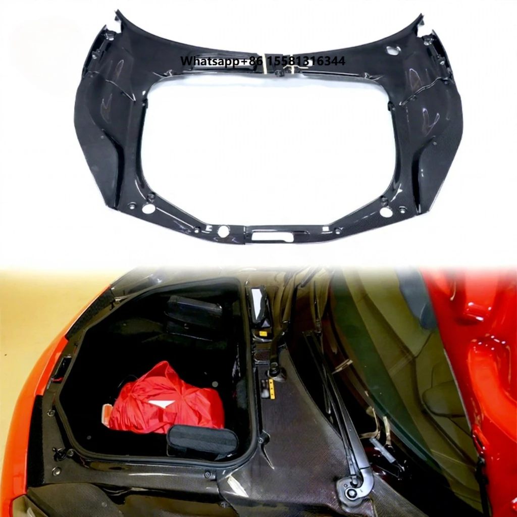 Dry Carbon Fiber Front Storage Cover Trunk Lid Kits for 488 GTB Spider 2015-2017 Model Luggage Panels Interior Kit