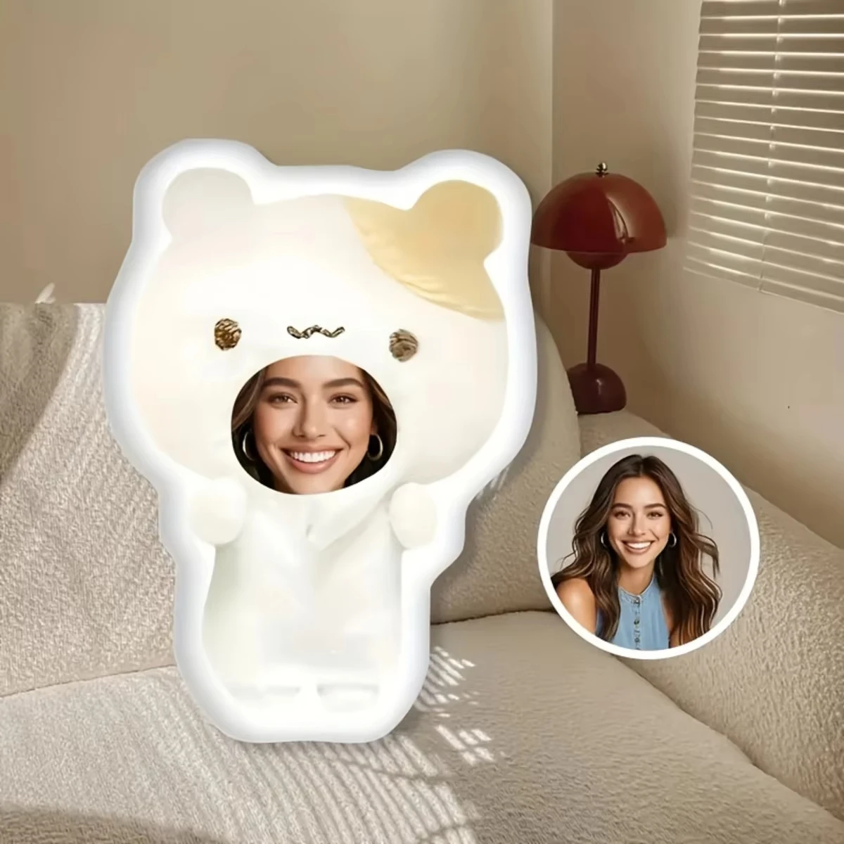 Customized Cute Bear Face Portrait Home Throw Pillows, DIY Double-Sided Printed Cushions, Essential Gifts for Good Friends