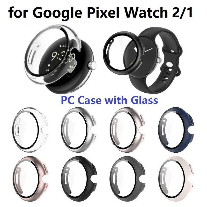 30PCS PC Cover for Google Pixel Watch 2 / 1 Smartwatch Hard Bumper Anti-Strach Tempered Glass Screen Protector Case