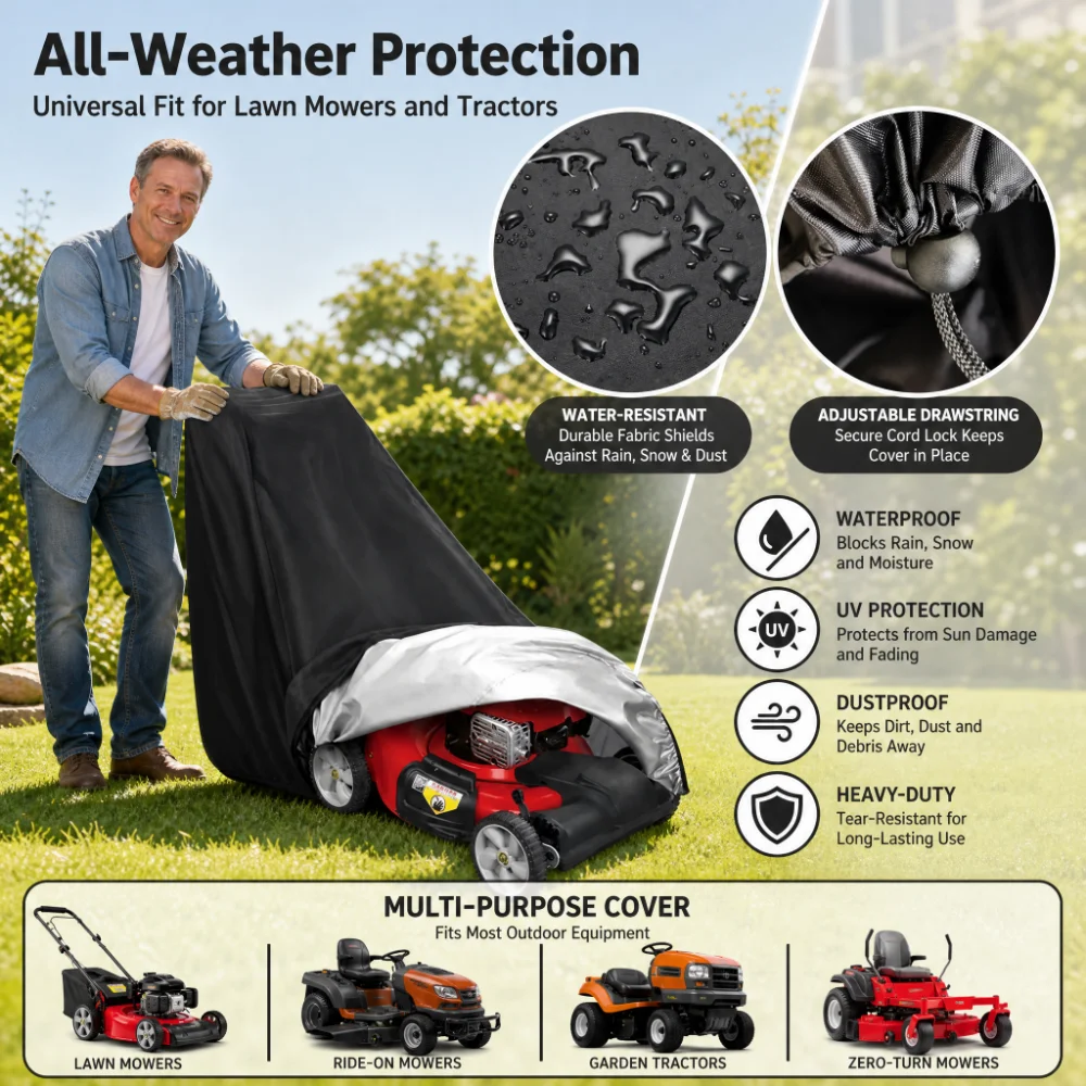 Waterproof Dust Rain Proof Outdoor Garden Sunscreen Tractor Lawn Mower Cover Cover for Lawn Mowers Covering Material Garden