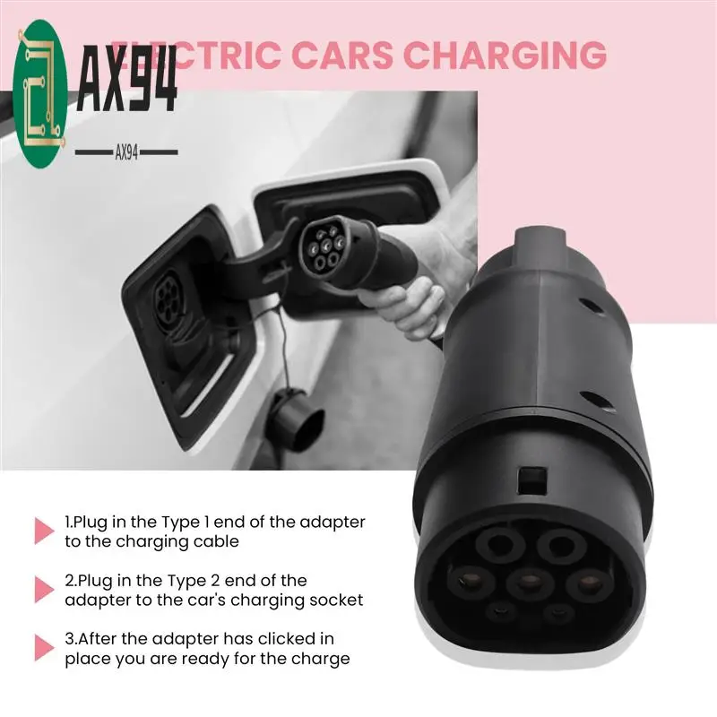 

AX94-EVSE J1772 Adaptor Type 1 To Type 2 Socket Electric Vehicle Car EV Charger Connector IEC 62196 Adapter For Cars Vehicle
