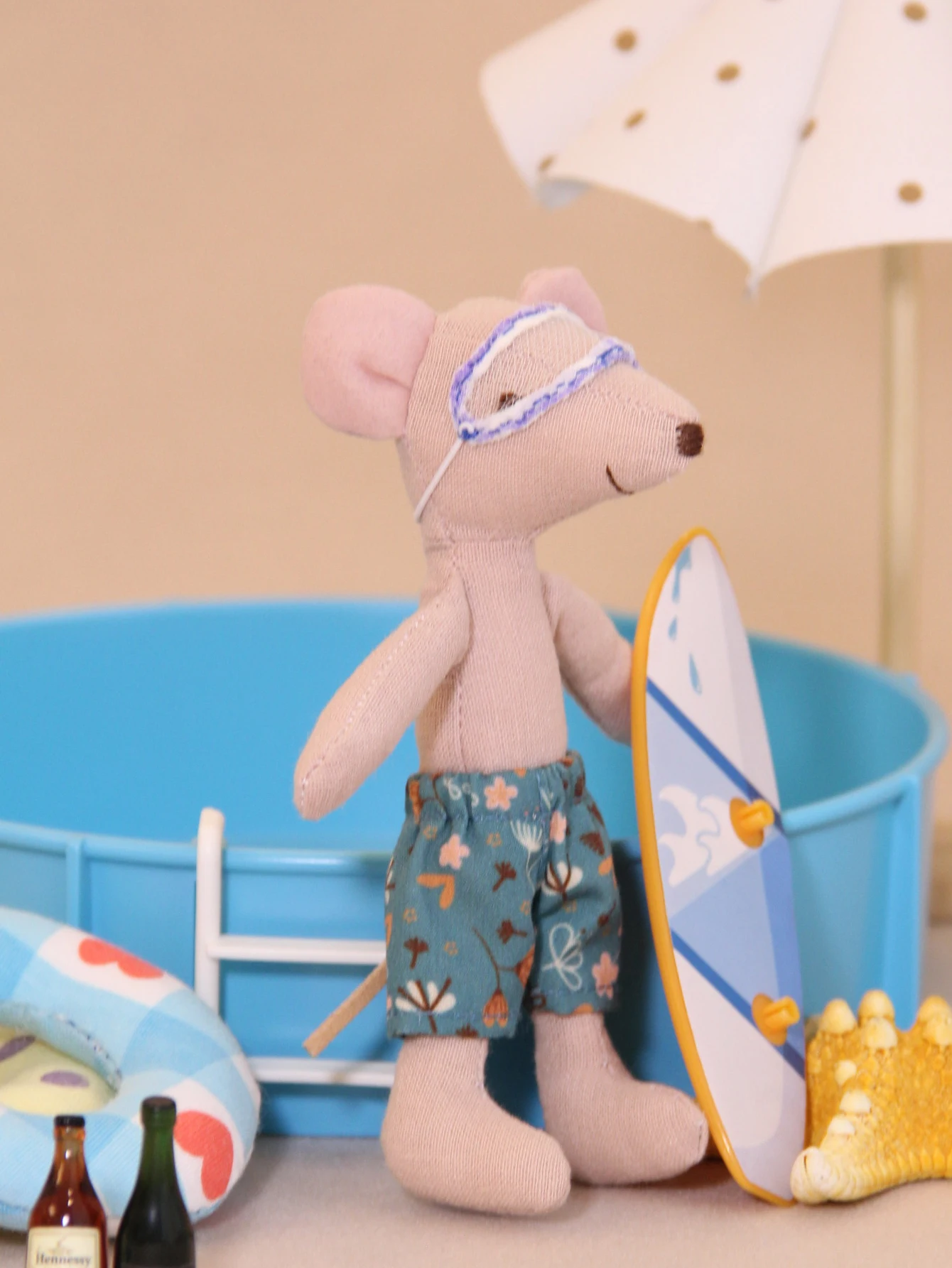 Speelhuisspeelgoed, 13 cm hoog, muis met bikini en strandshorts, 3 stijlen beschikbaar, geschikt voor Bjd Ob11 poppenhuismeubilair