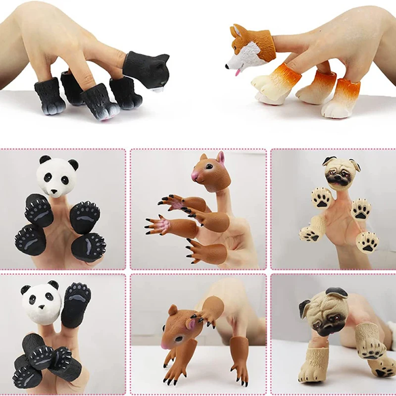 1Set Kinderen Vingerpop Dieren Eekhoorn Hand Vinger Verhaal Puppets Game Kat Puppy Panda Vinger Poppen Speelgoed Voor Kinderen geschenken