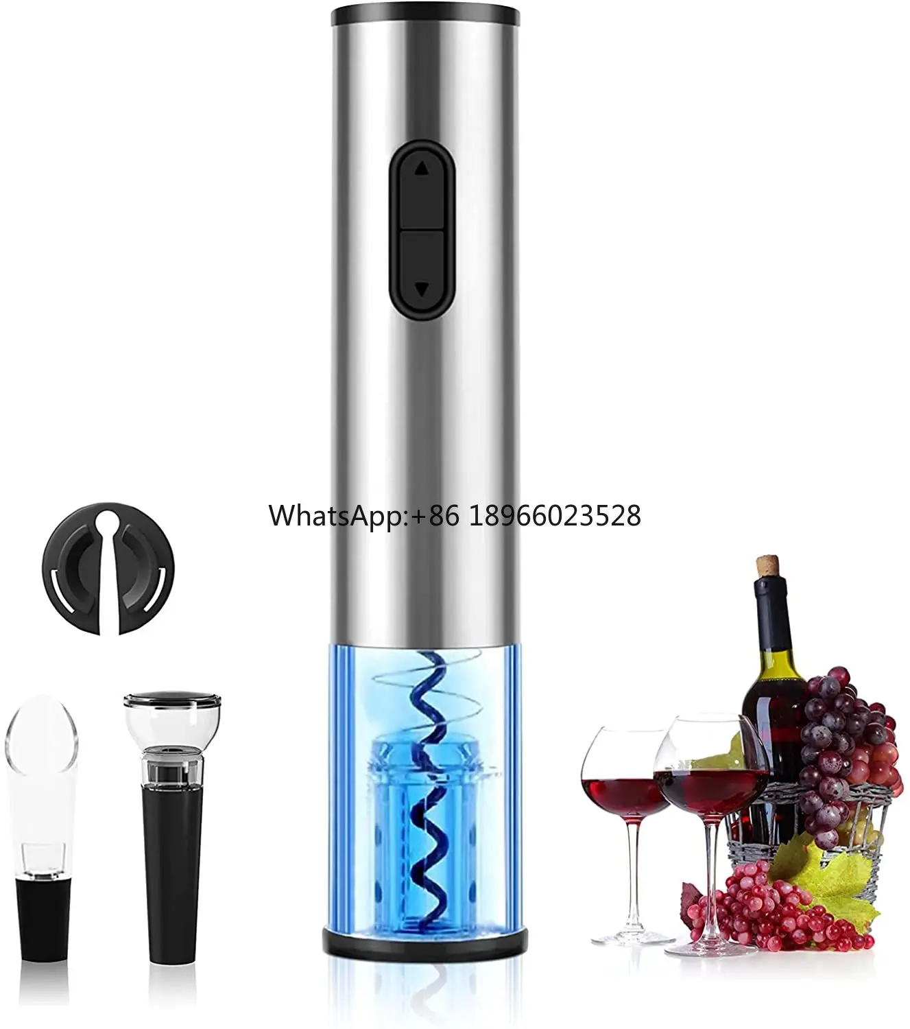 Electric wine opener automatic electric wine bottle opener with foil cutter rechargeable stainless steel