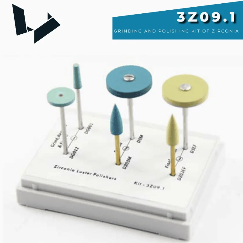 3Z09.1 Zirconia Luster Polishing Kit Dental Lab Handpiece Diamond Stones Diamond Polishers for Zirconia Crown Bridge