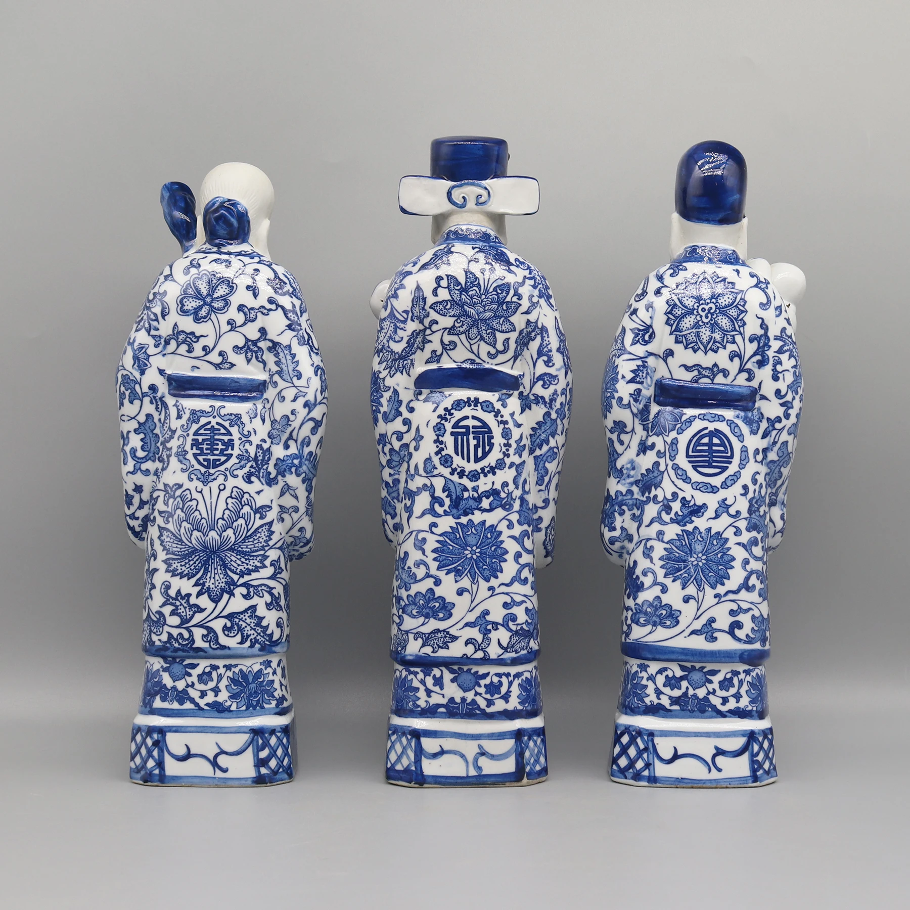 The Three Gods of Fortune,Prosperity and Longevity, Porcelain Figurines, Ceramic Statues