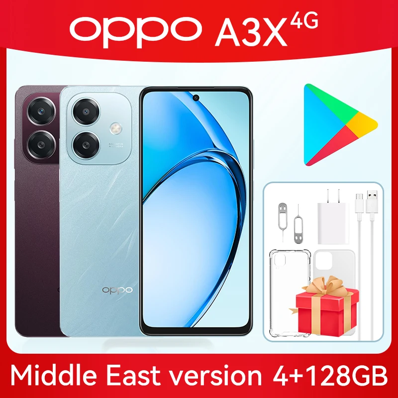 OPPO A3x Dual SIM Nebula Red Ocean Blue 4GB RAM 128GB 4G Android Smartphone - Middle East Version