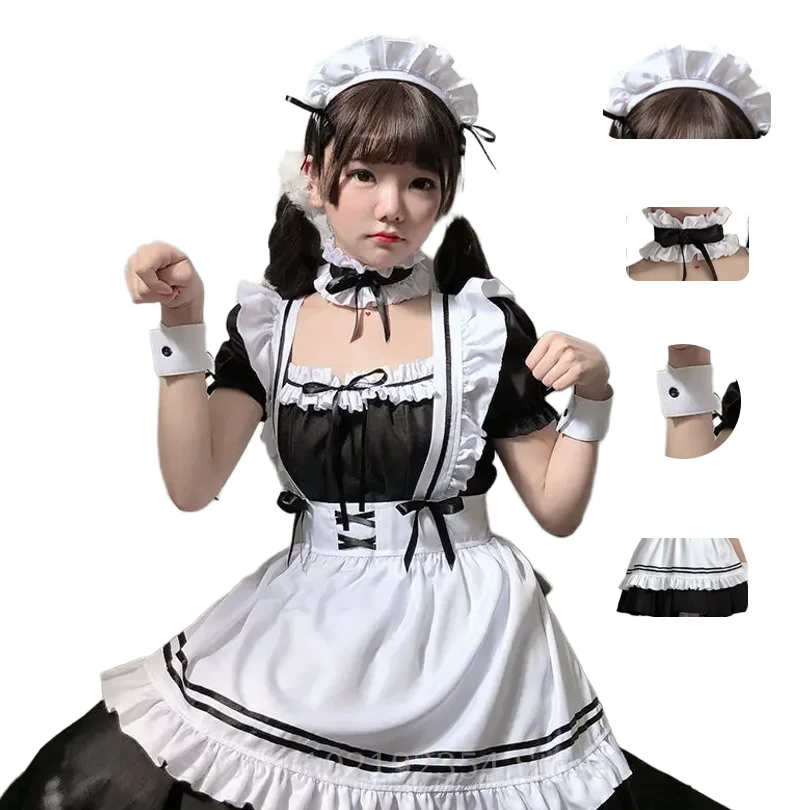 

Sexy Servant Uniform Black White Lolita Maid Women Lovely Cosplay Costume Outfit Dress French Apron Exotic Cafe Maid