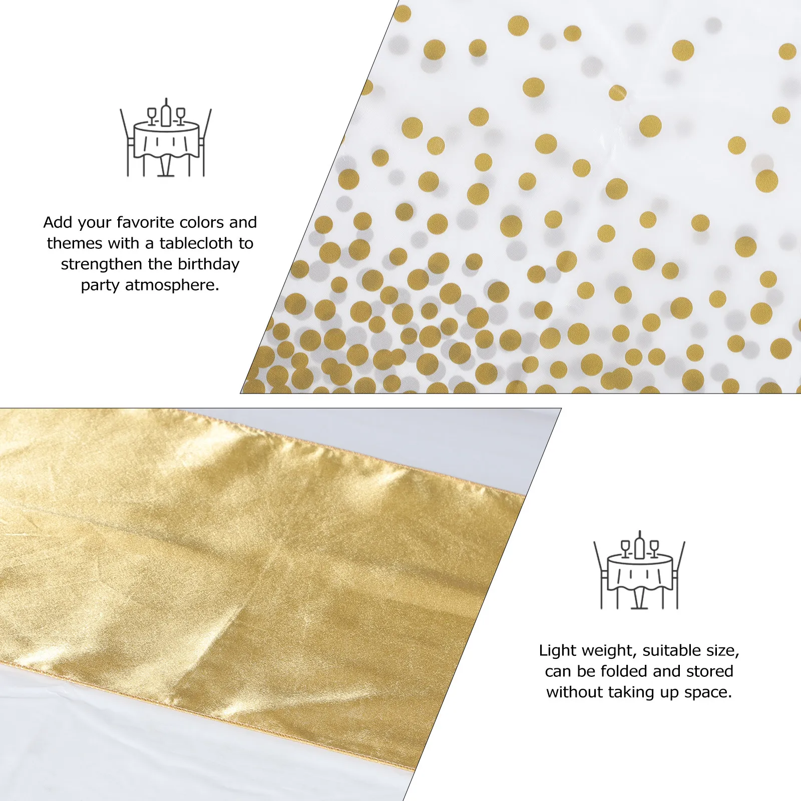 2Pcs Lightweight Plastic Silk Tablecloth Birthday Party Table Cover Table Runner Festive Disposable Tablecloth for Baby Shower
