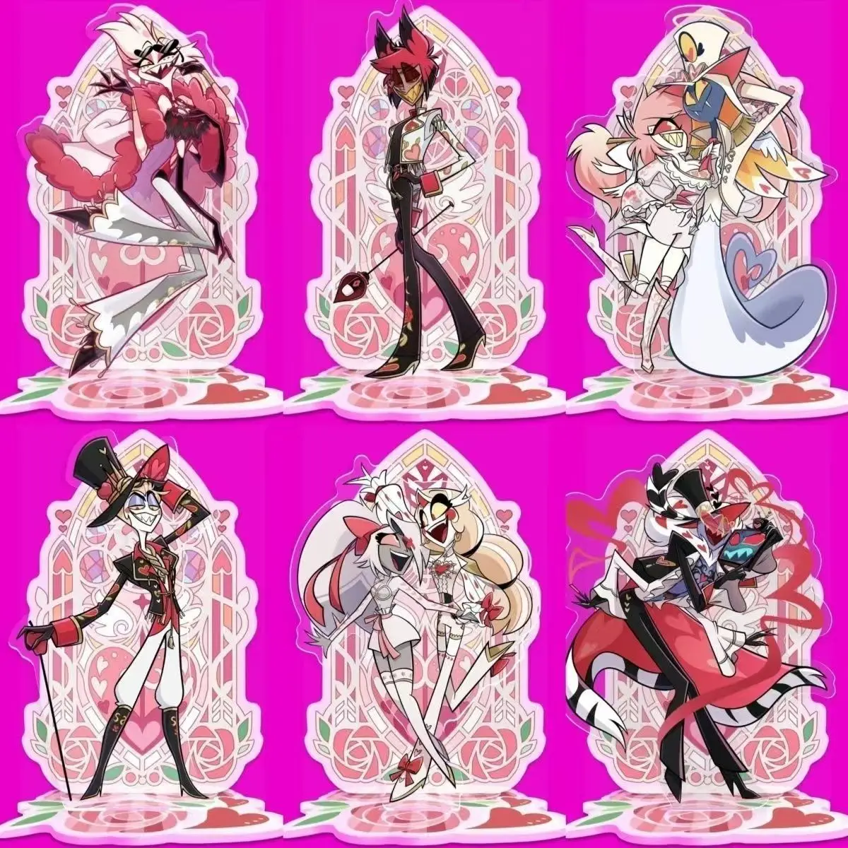 

Hazbin Valentine's Day Ver. Vox Figure Acrylic Stand Alastor Standing Plate Alastor Acrylic Ornaments Vaggi Toys
