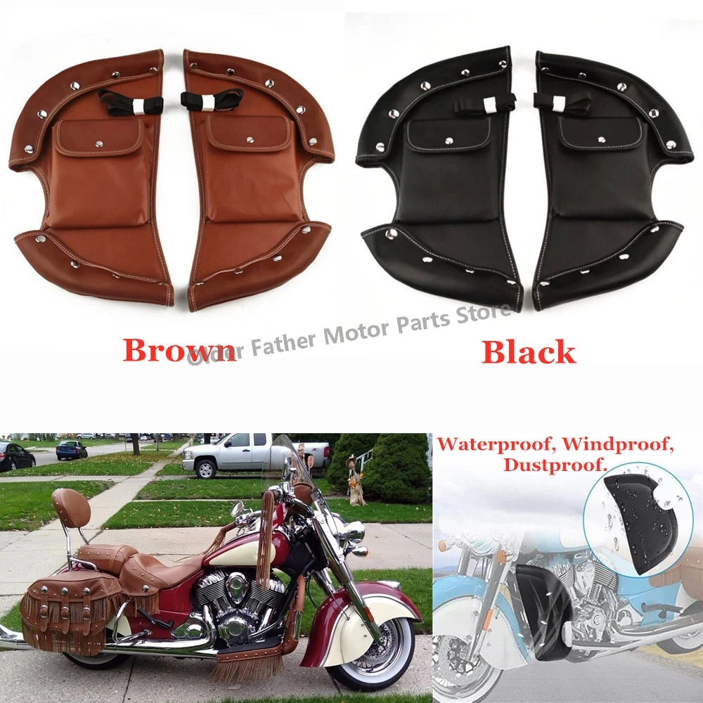 For Indian Chief Vintage Chieftain Roadmaster 2014+ Motorcycle Soft Lowers Chaps Leg Warmer Bags Crash Bar Bag Protection Rider