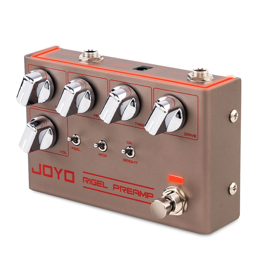 JOYO R-24 RIGLE PREAMP High Gain Preamp Simulation Pedal 3 Band EQ Overdrive Control Guitar Effect with Clean Futuristic Tone