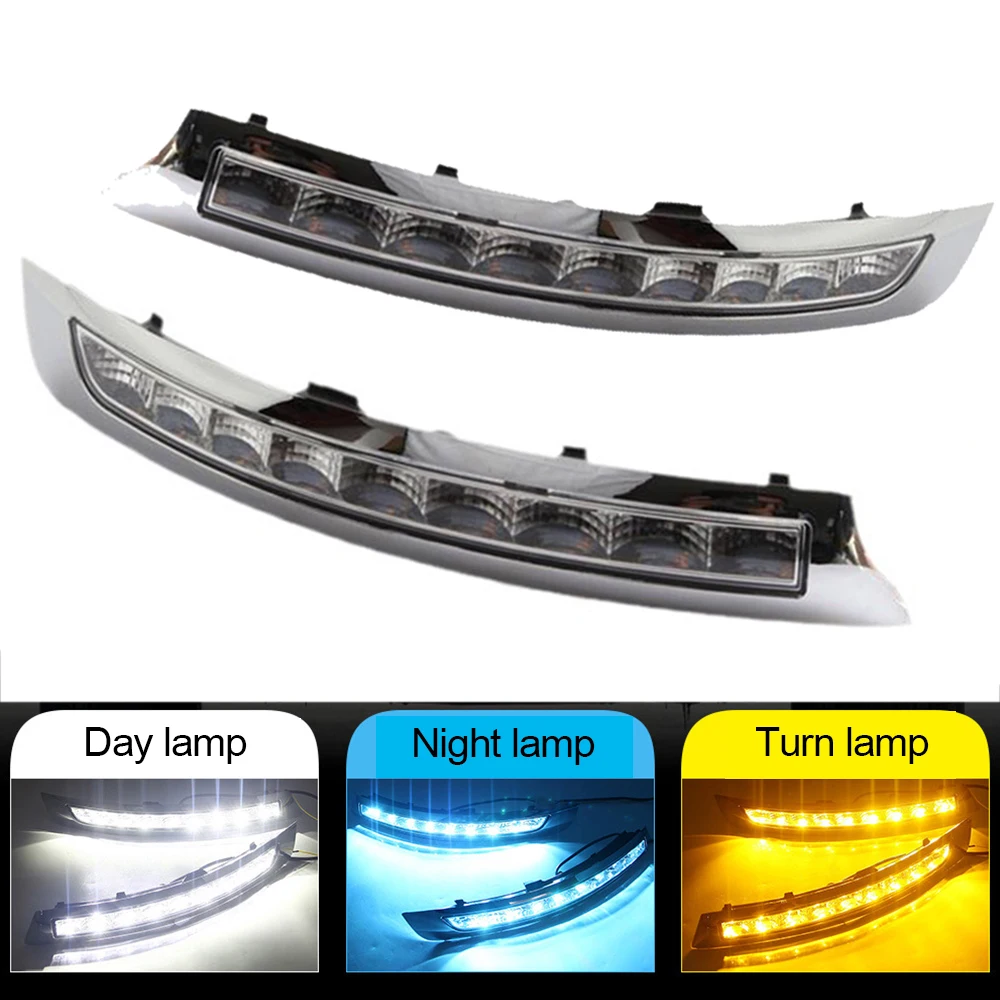 LED daytime running light for Volvo XC90 2007 2008 2009 2010 2011 2012 2013 DRL with yellow turn singal fog lamp Car Accessories