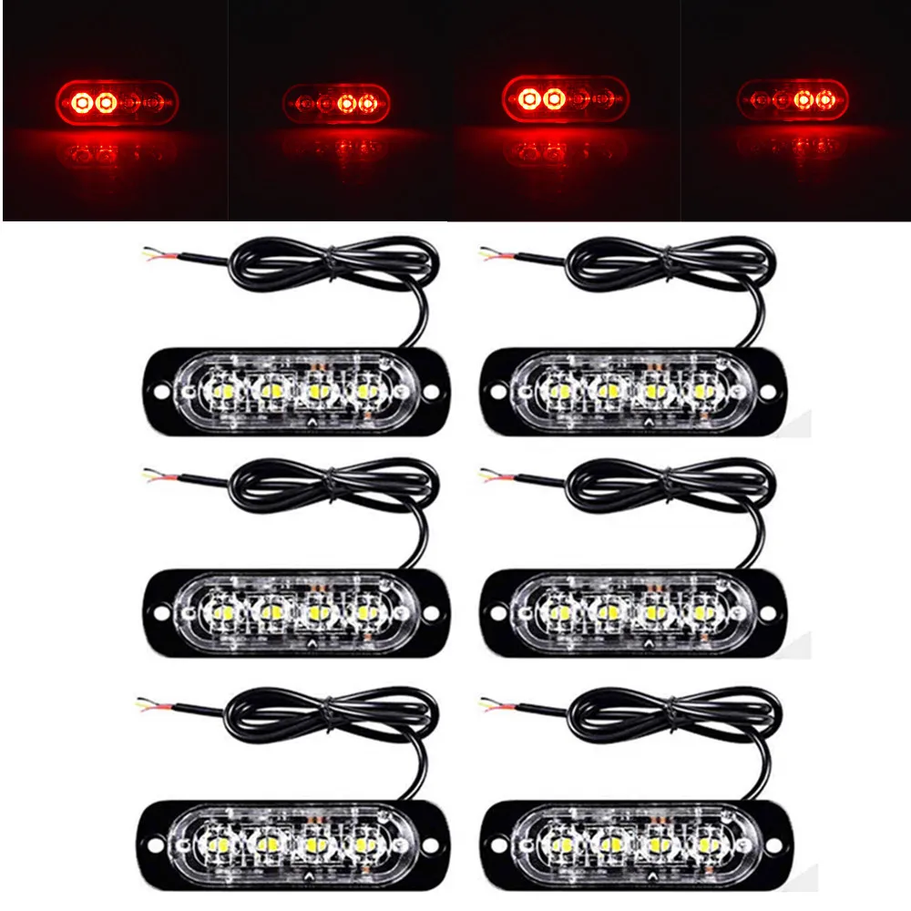 Luz estroboscópica LED para camión, Luces de policía de advertencia de emergencia, Flash para coche, camión, motocicleta, 12V-24V, 6LED