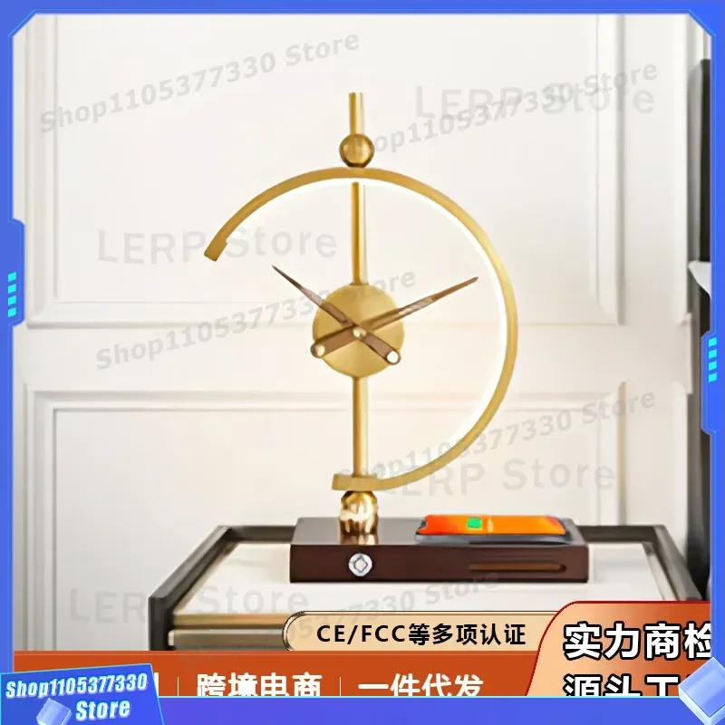 Creative Wood Desk Lamp with Wireless Phone Charger Light Luxury Table Light Smart Charging Station Birthday Gift Ornament