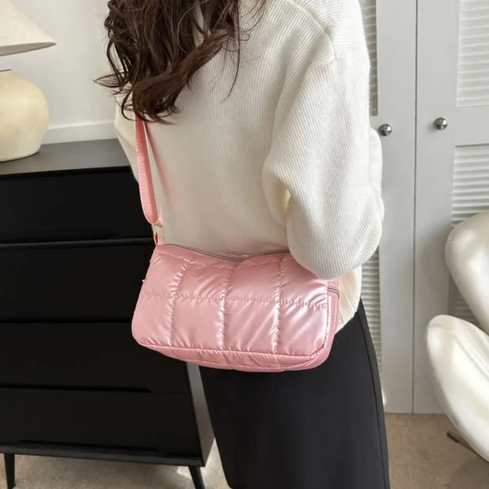 

Lattice Space Cotton Crossbody Bag Oxford Korean Style Quilted Shoulder Bag Lightweight Solid Color Padded Crossbody Bag Winter