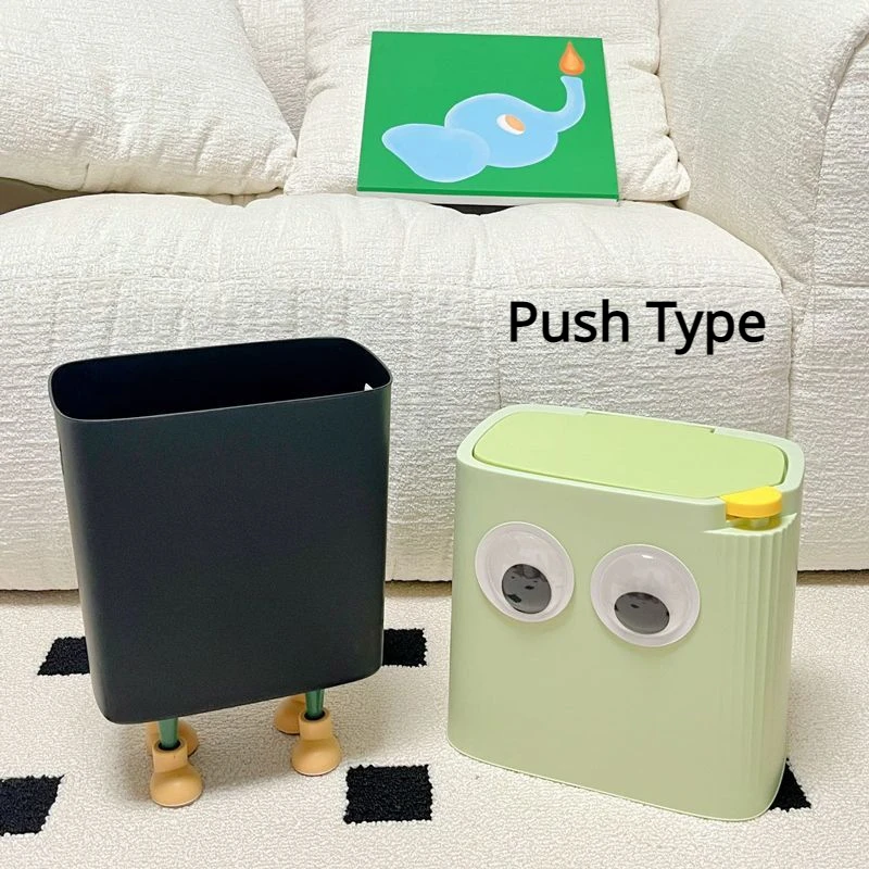 Internet Celebrity Ins Style Cute Cartoon Mini Trash Can Office Living Room Home Kitchen Bedroom Push-type Wastebasket with Feet