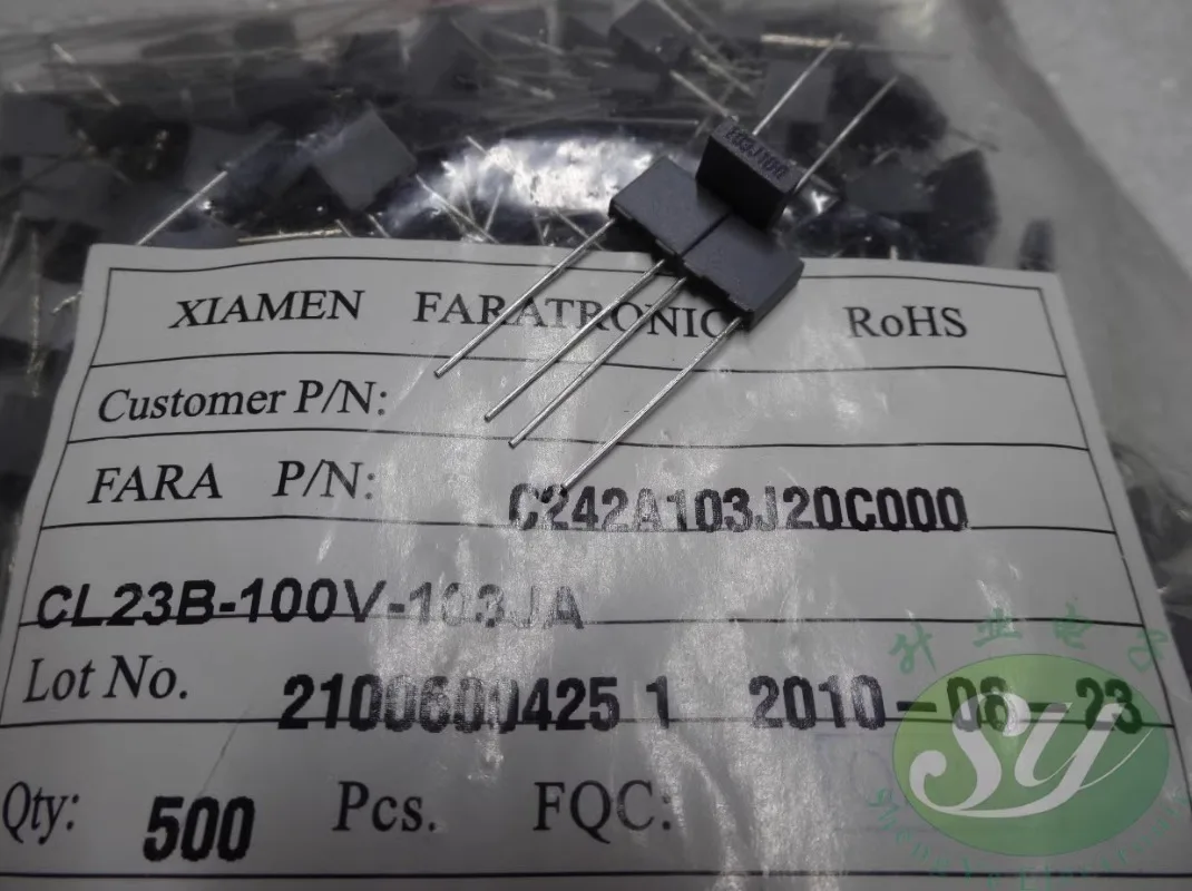 

20PCS Xiamen Fara CL23B 0.01uf/100v 10nf 103 new film capacitor C242A103J20C