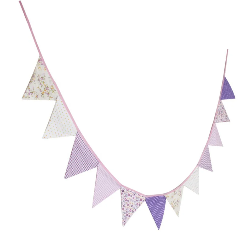 

12Pcs Wedding Banner Purple Series Triangle Flags Party Decoration Bunting for Home Garden Celebration Triangle Banner