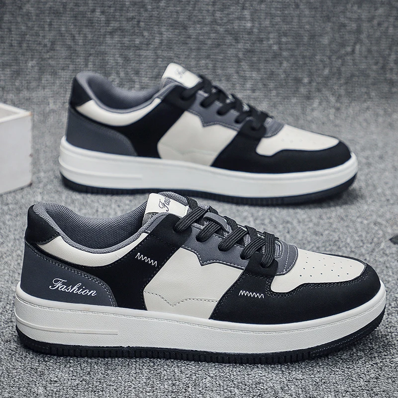 

Casual Shoes Fashion Men's Sneakers Lightweight PU Leather Breathable Shoe Men Flats Lace-up Tennis Shoes Zapatillas Hombre