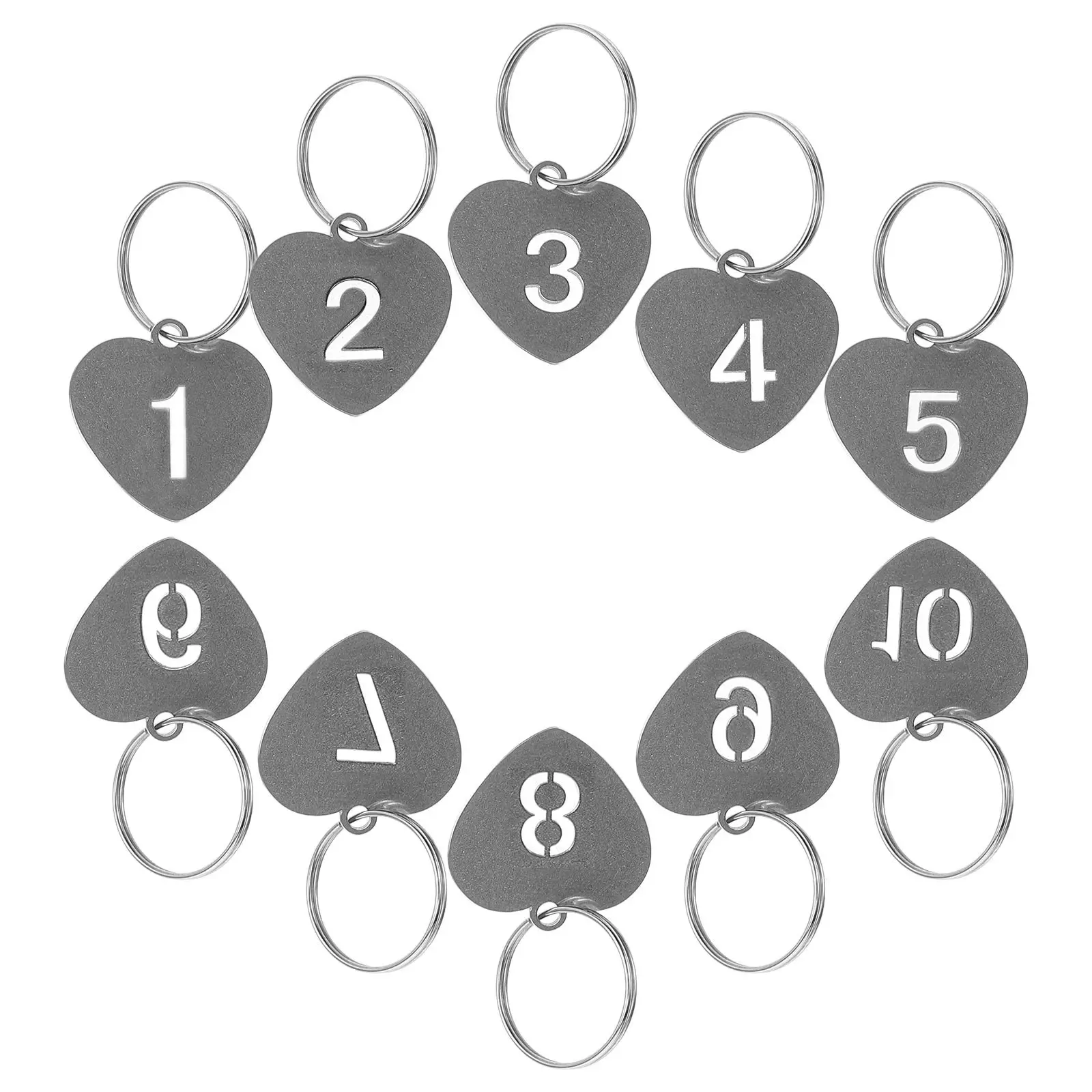 10Pcs Numbered Key Tags Heart Shaped Hanging Labels for Keys Keychains Luggage Storage Organization