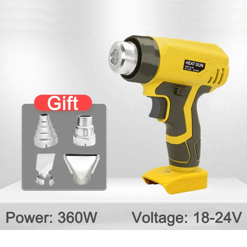 

Cordless Heat Gun for Dewalt 20V Battery Hot Air Gun with LCD Digital Display 360W Dust Blowing Tool