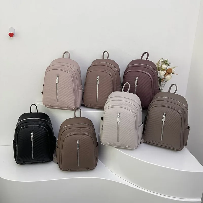 Mochila de viaje de oficina para mujer, bolso de viaje minimalista de Color sólido, Retro, de gran capacidad, ligero y generoso