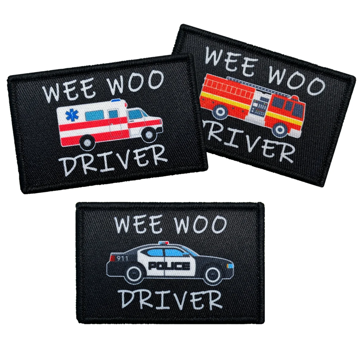 Wee Woo Driver Patch - Police Car, Ambulance EMT, or Fire Engine Driver - Funny 2