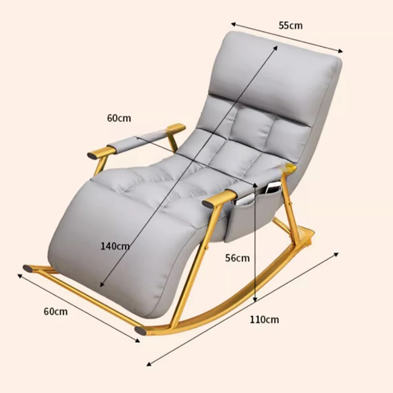 Nordic Tech Cloth Living Room Chairs Home Balcony Leisure Chair Lazy Sofa Sleepable Reclining Rocking Chairs Designer Armchair