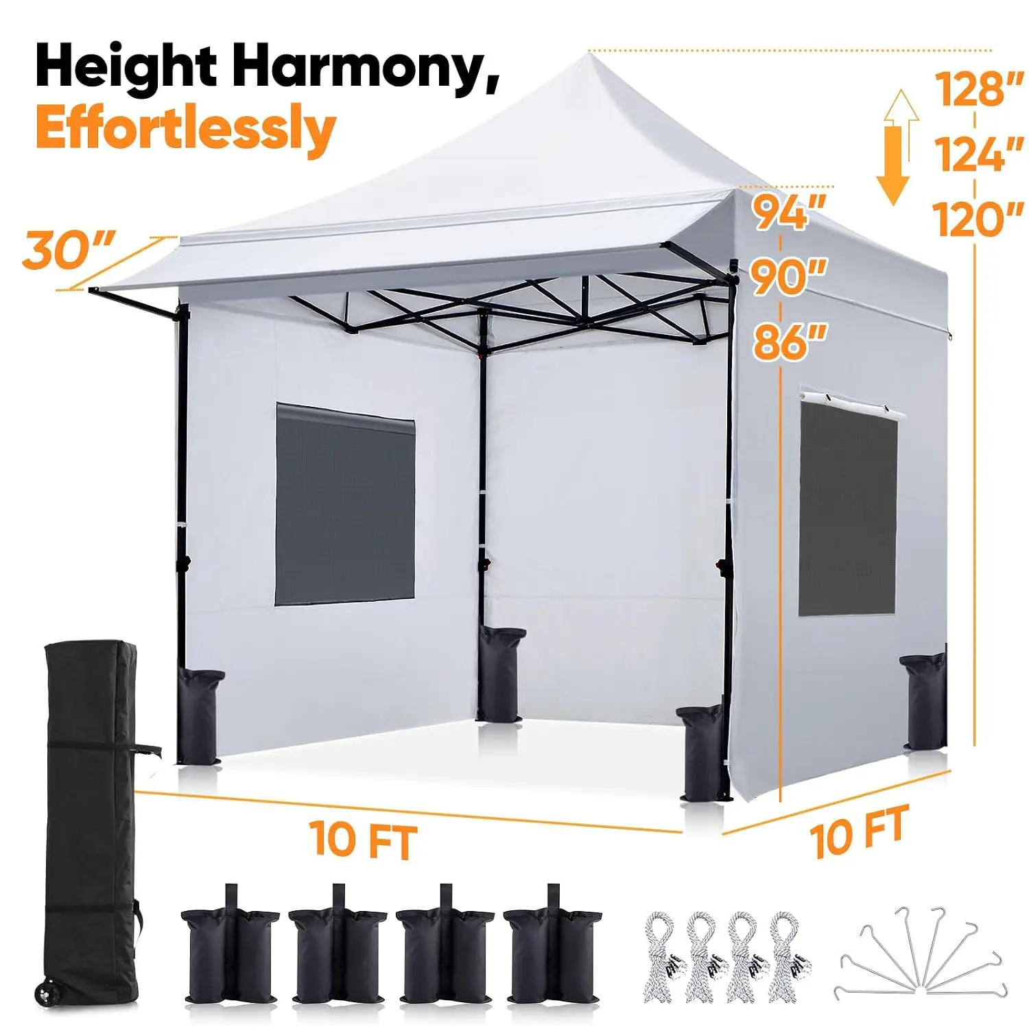 10x10 Heavy Duty Pop up Canopy Tent with 3 Removable Sidewalls, Customized