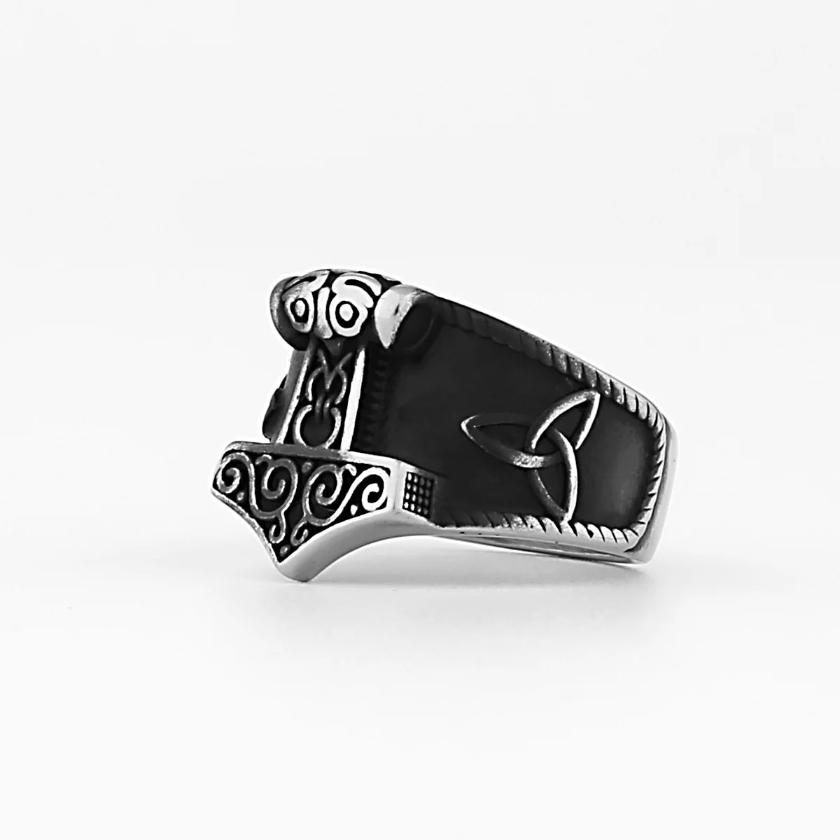 Nordic Viking Thor Hammer Men's Versatile Stainless Steel Ring Sizes 7-13