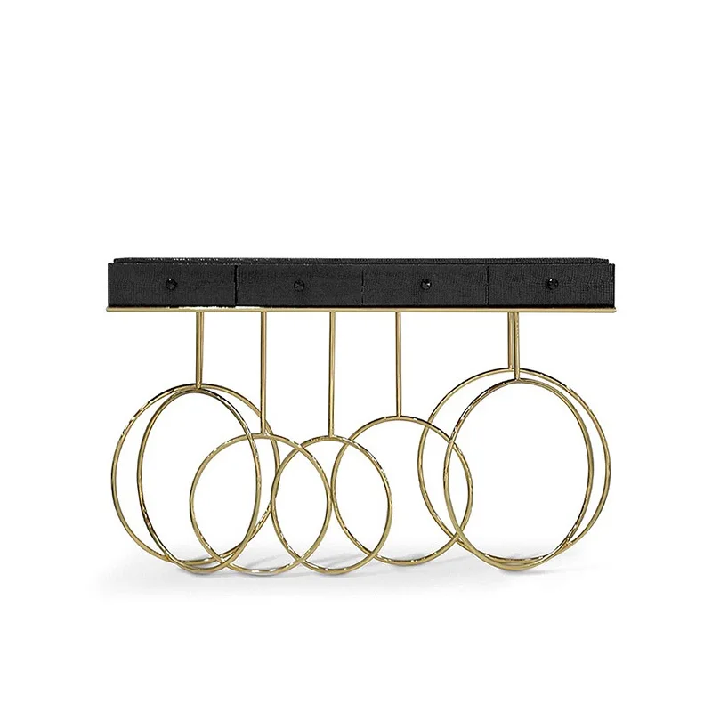 Italian stainless steel high-end entrance table light luxury mansion crocodile pattern entrance cabinet