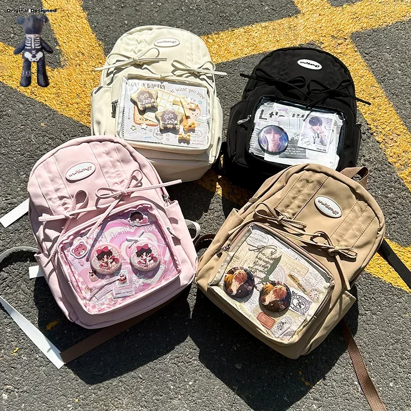 Y2K Cute Backpack Women Kawaii Ita Bag Sweet Girl Transparent Rucksack DIY Personality Display Knapsack Lolita Shoulder Bag