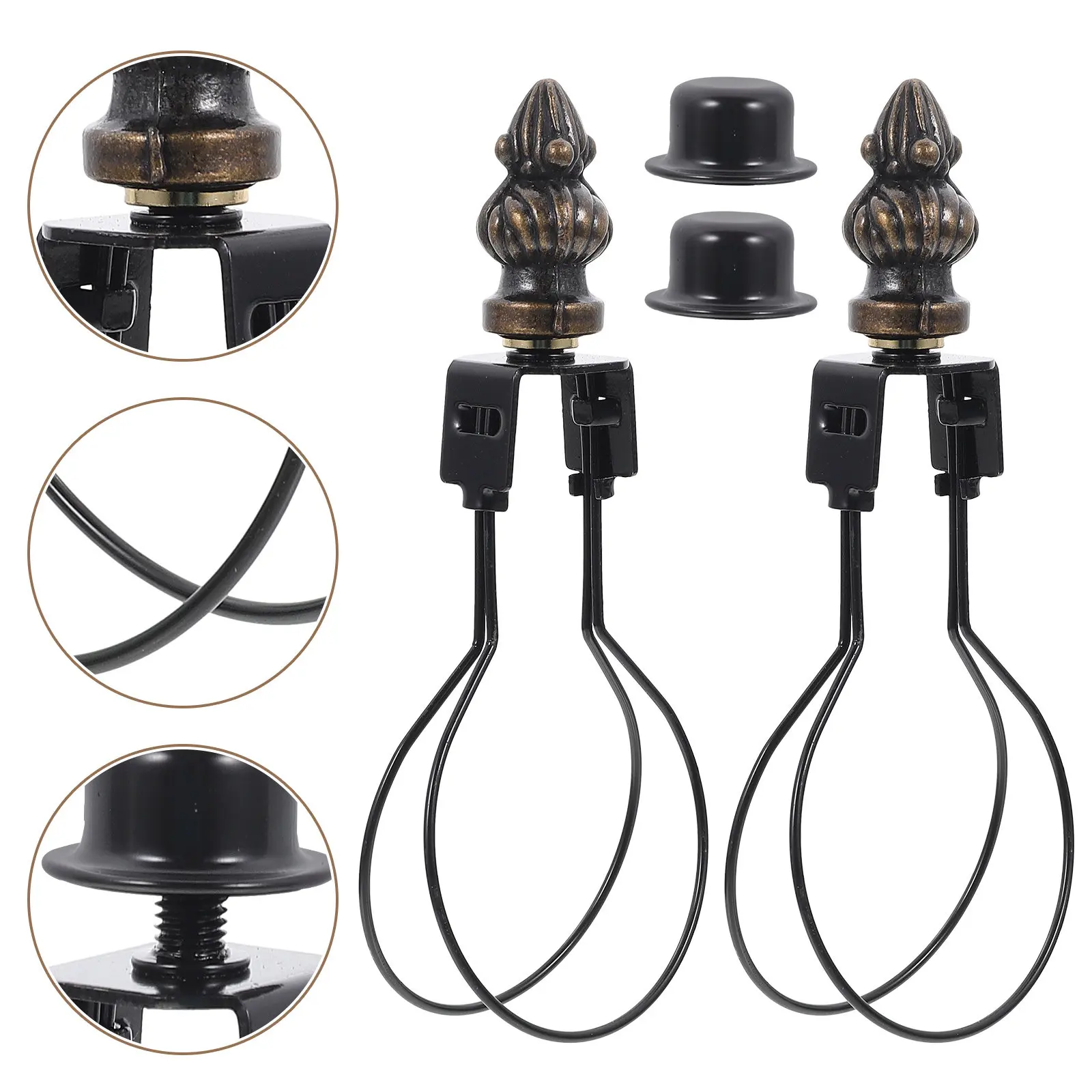 2-セット電球クリップアダプター合金ランプシェードホルダークリップオンラウンド電球ホルダーテーブルデスクランプ-diy-照明用