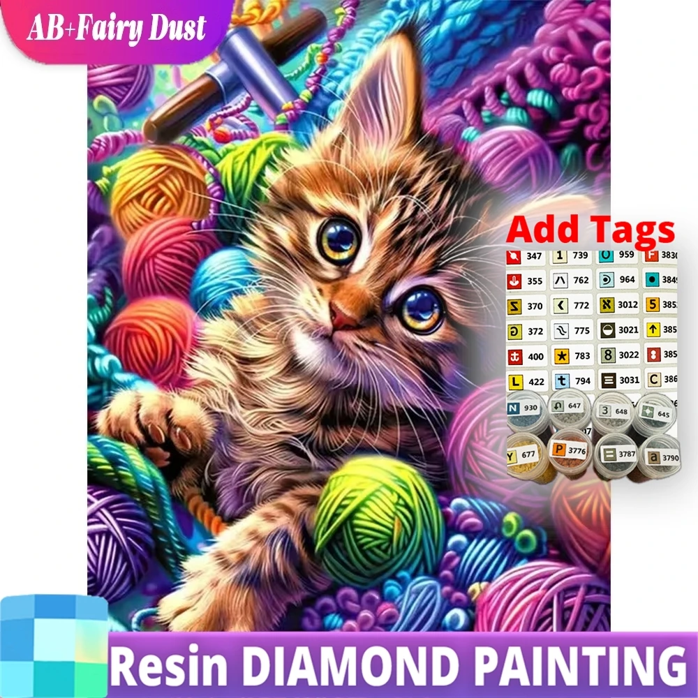 

Алмазная мозаика AB Fairy Dust: рисунок кошки, для взрослых и начинающих, алмазная вышивка, новинка, DIY декор для дома