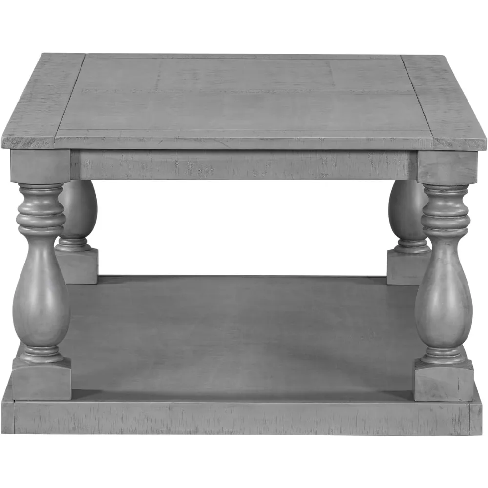 Solid Wood Coffee Table,Modern Farmhouse Coffee Table/Center Table with Storage Rectangle for Living Room,Gray