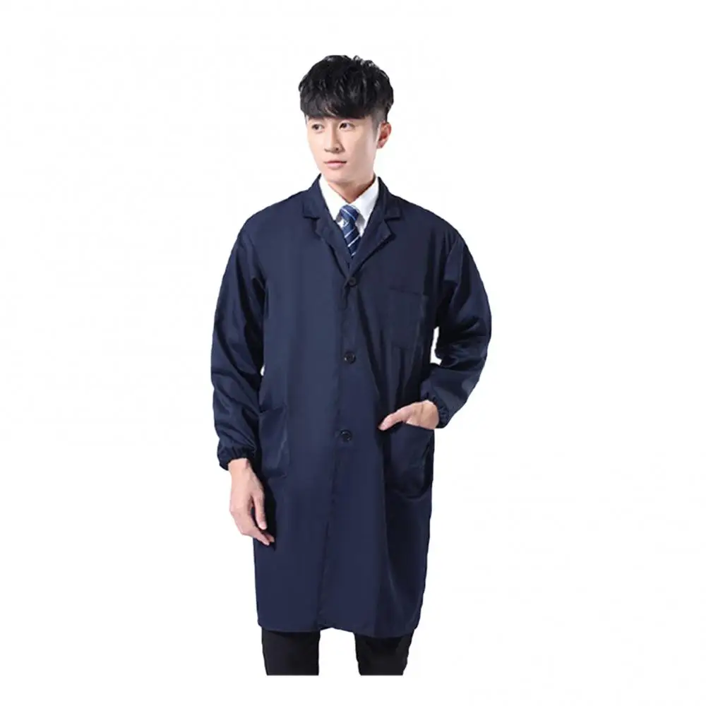 Manteau de laboratoire à manches longues et courtes pour hommes, vêtements de travail, poches à boutons, antipoussière, entrepôt