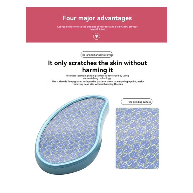 A84G-Pilnik do stóp na odciski, skrobak do skóry, naprawa pięt, szlifierka do stóp z nano szkła, szczotka do stóp do usuwania szorstkiej skóry A