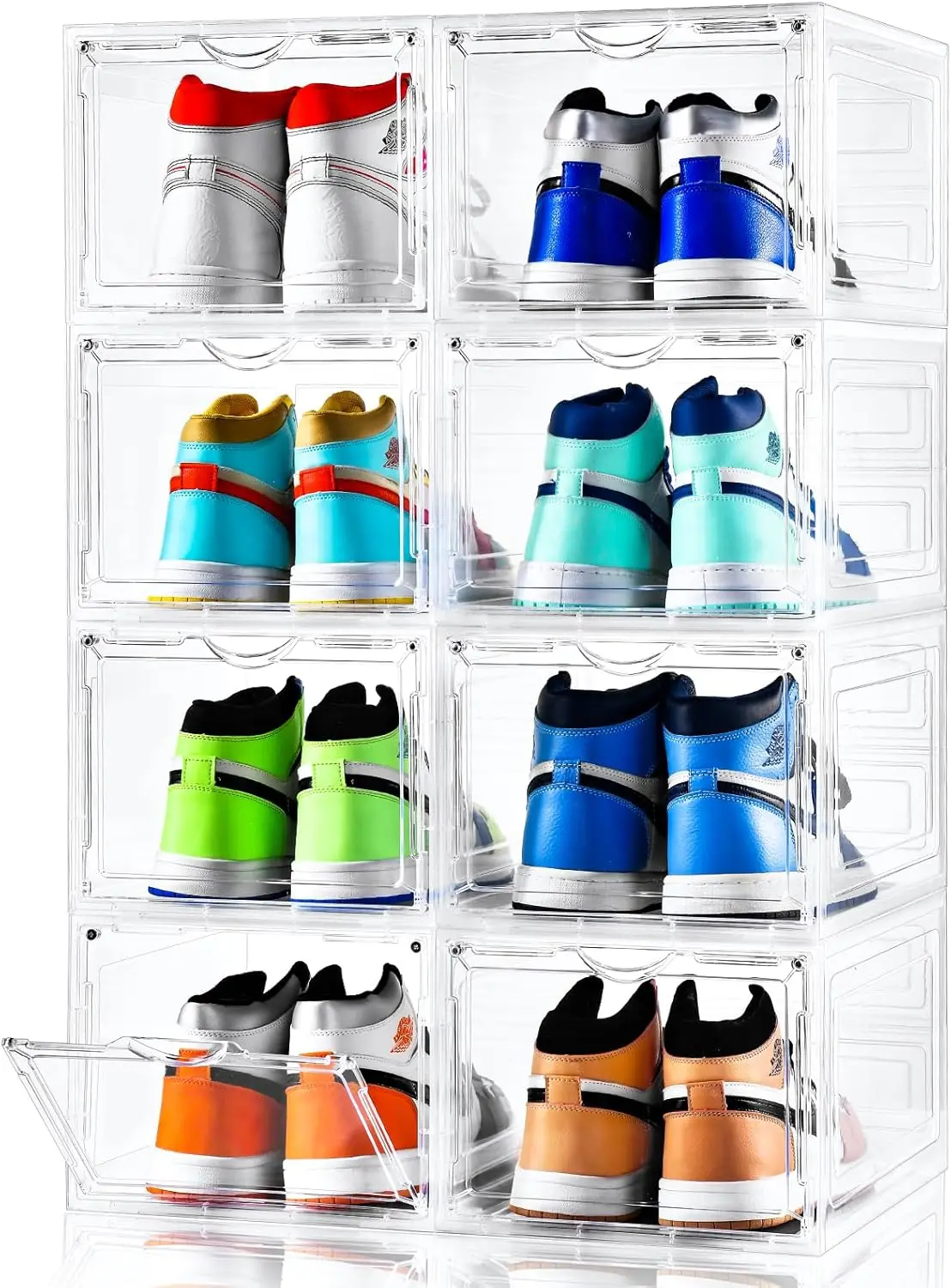 8 Pack,Shoe Box Clear Plastic Stackable,Shoe Organizer and Shoe Containers For Sneaker Display