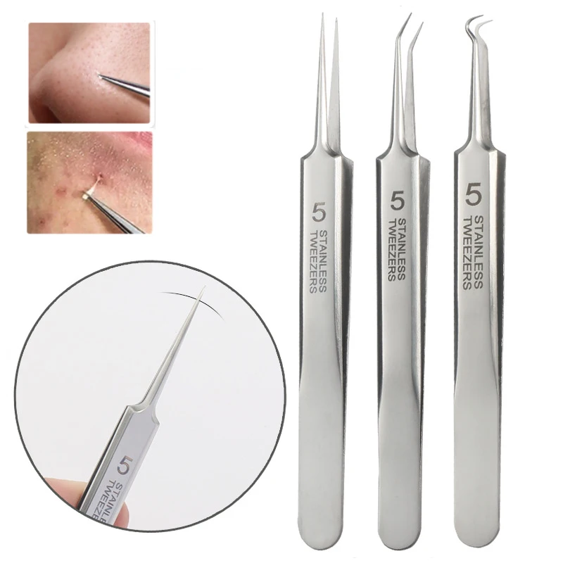 

German Ultra-fine No.5 Cell Pimples Blackhead Clip 0.1mm Blackhead Remover Tweezers Black Dots Pore Cleaner Acne Needle Tool