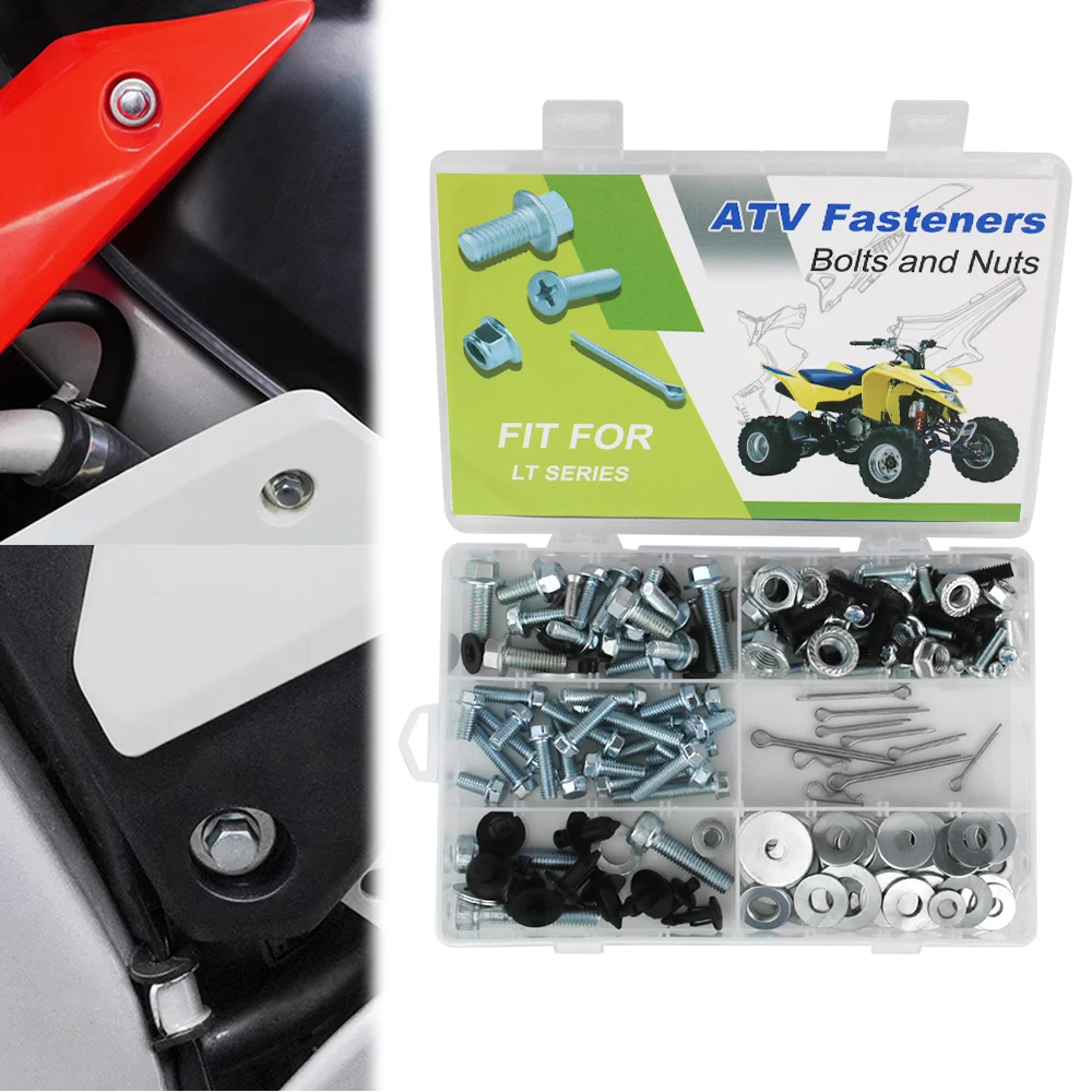 For Suzuki LT-V700F TWIN PEAKS LT-F250 OZARK LTA400 LTA500 LT-A700X KINGQUAD 160PCS ATV Bodywork Engine Frame Exhaust Bolts Kit