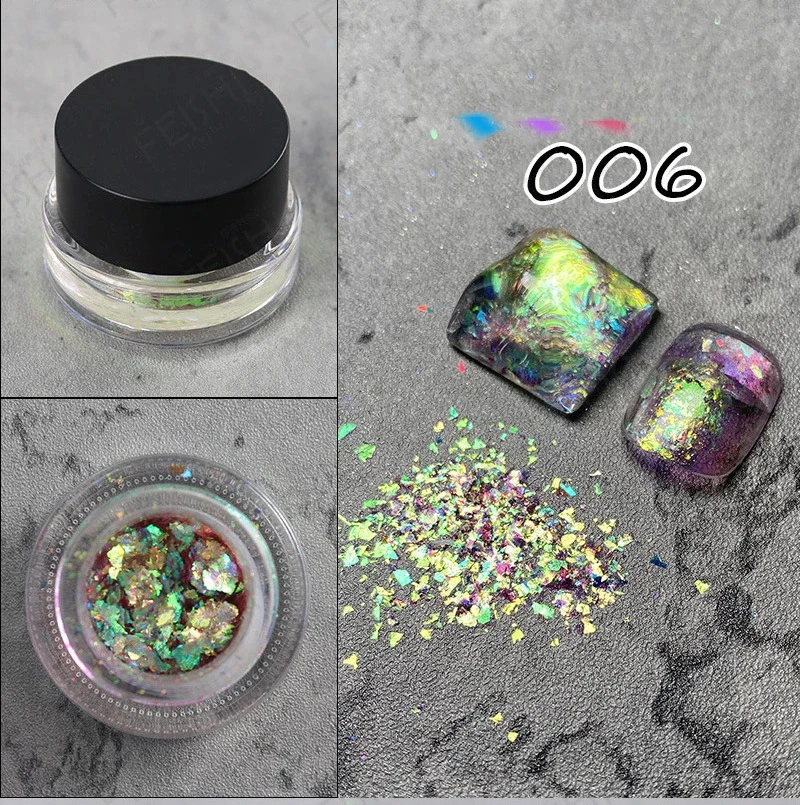 6Colors Aurora Crystal Opal Glitter Sequins Untra-Thin Chameleon Aurora Nail Flakes DIY Irregular Mermaid Aurora Manicure Sequin