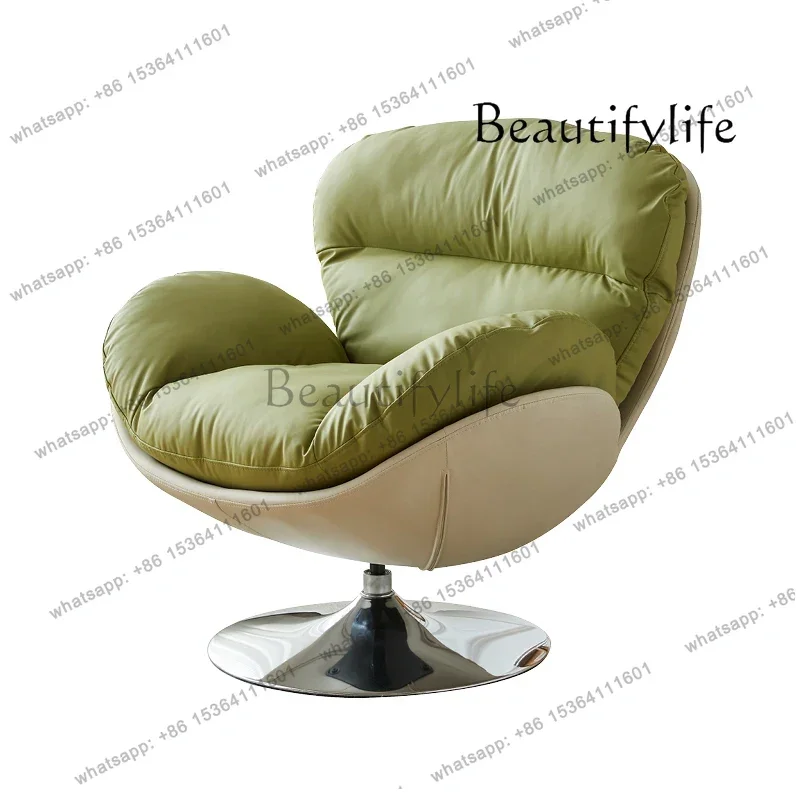 

Leisure Swan Chair Swivel Chair Sofa Single Cat Claw Leather Sofa Chair Balcony Light Luxury Home