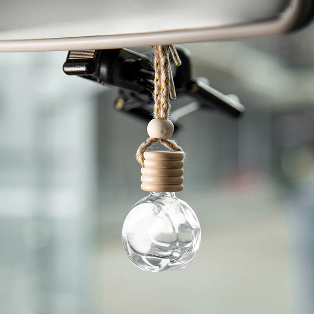 8Pcs Car Perfume Bottle Automotive Car Essential Oil Bottles Refillable Essential Oil Bottles Air Freshener Pendants Empty Glass
