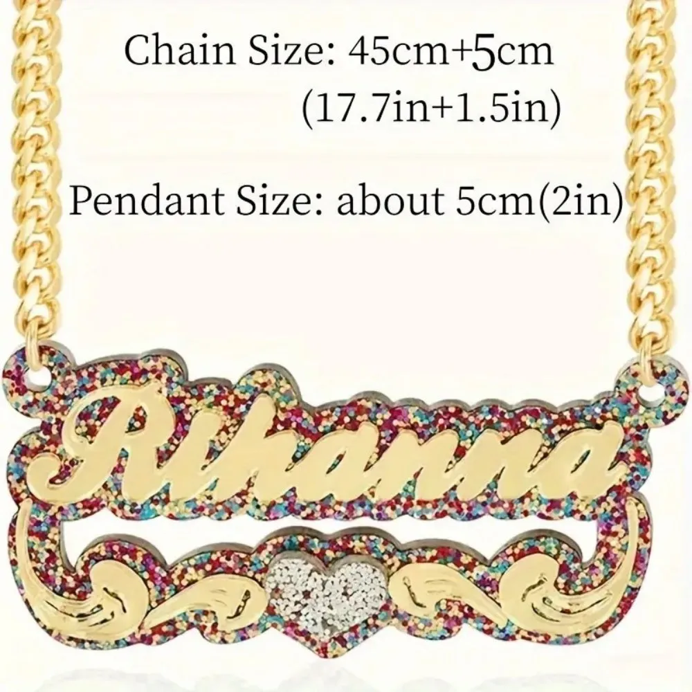 Collar con colgante de nombre personalizado de acrílico, collar con letras coloridas personalizadas, regalo bonito, colgante personalizado de encaje de amor para niñas y mujeres