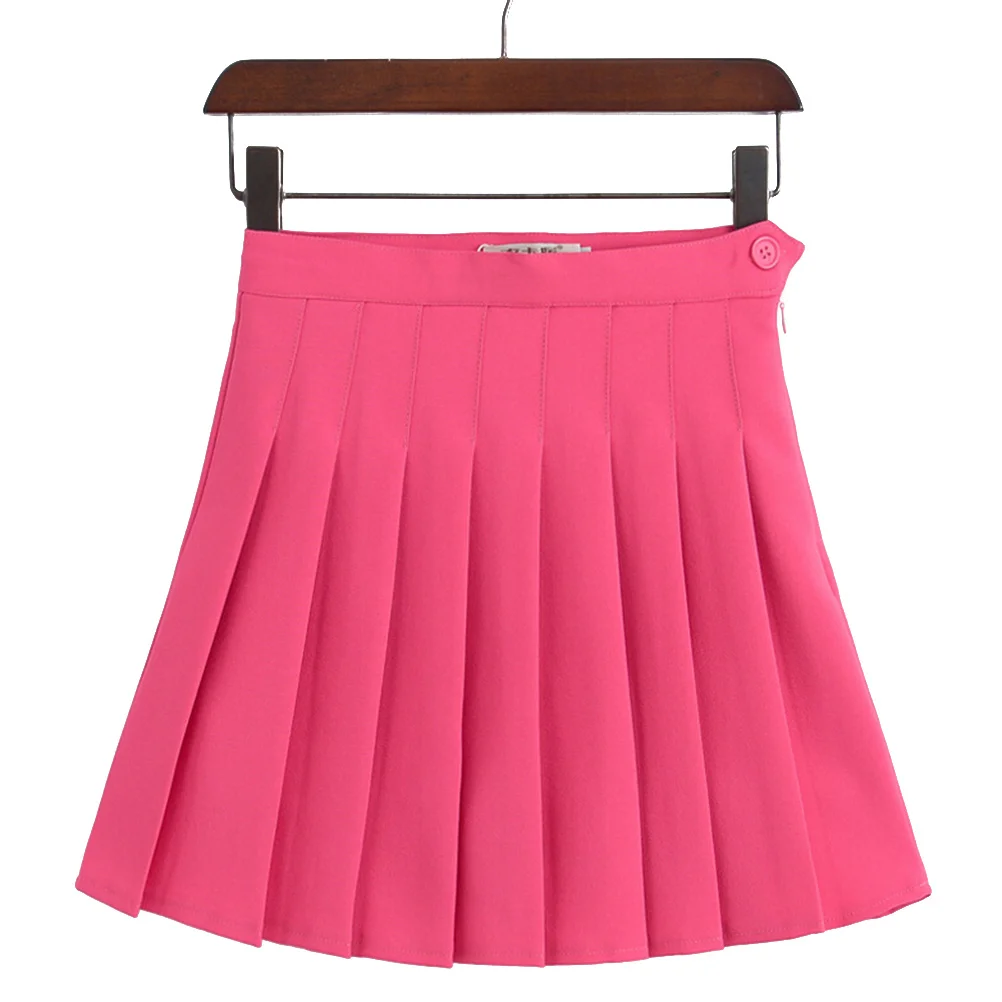 

Sports Rose Red High Waist Pleated Short Skirt Size S Casual Tennis School Dress Youthful Lightweight Women Skirt