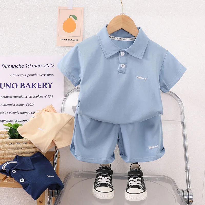 Boys Polo Shirts Clothes Sets Summer 2024 Children Casual T-shirts Shorts 2pcs Sports Suit For Baby Tracksuits Kids Outfits 4 5Y